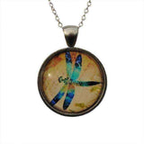 Atkinson Creations Dragonfly Glass Dome Pendant Necklace UK