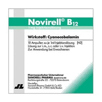 B12 injection, b12 injection ampoules pack, Cyanocobalamin, NOVIRELL 1mg UK