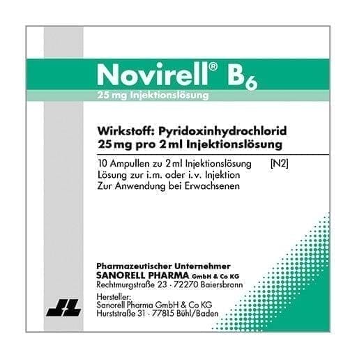 B6 injections, NOVIRELL B6 25 mg, pyridoxine hydrochloride UK