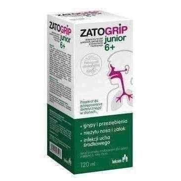 Baby cough syrup, Zatogrip Junior 6+ syrup 120 ml UK