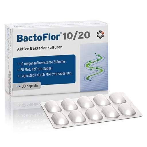 BACTOFLOR 10/20 capsules 30 pc active lactic acid bacteria UK