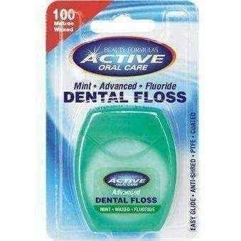 BEAUTY formulas ACTIVE Floss mint waxed with fluoride 100m, dental floss UK