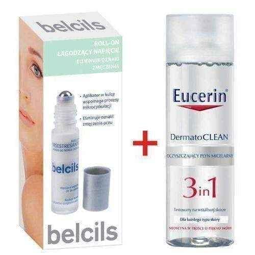 BELCILS kit Roll-on soothing the tension around the eyes 8ml + Eucerin Dermatoclean micellar 2in1 200ml Free UK