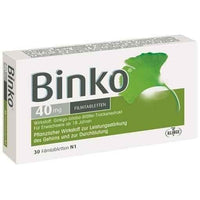 BINKO 40 mg film-coated tablets 30 pc, depression, dizziness UK