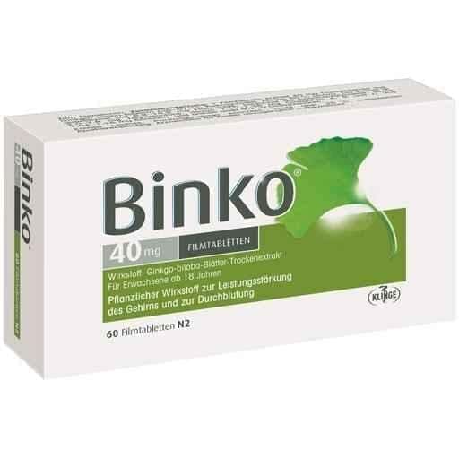 BINKO 40 mg film-coated tablets 60 pc, depression, dizziness UK