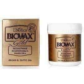 BIOVAX Glamor Gold Argan & Gold 24k mask for all hair types 125ml, best hair mask UK