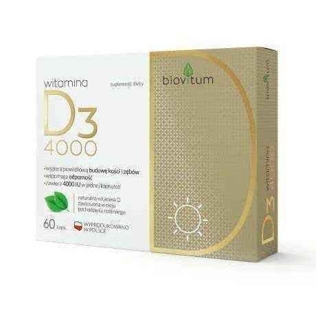 Biovitum Vitamin D3 4000 x 60 capsules UK