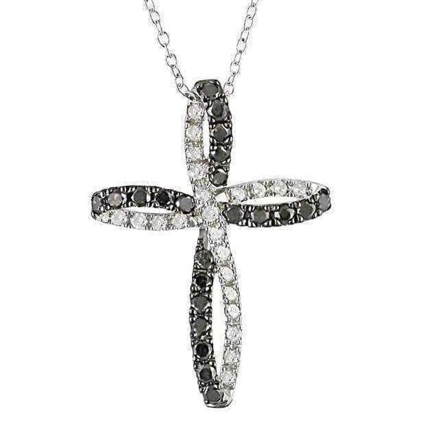 Black and White Diamond Cross Necklace UK