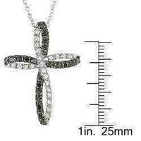 Black and White Diamond Cross Necklace UK