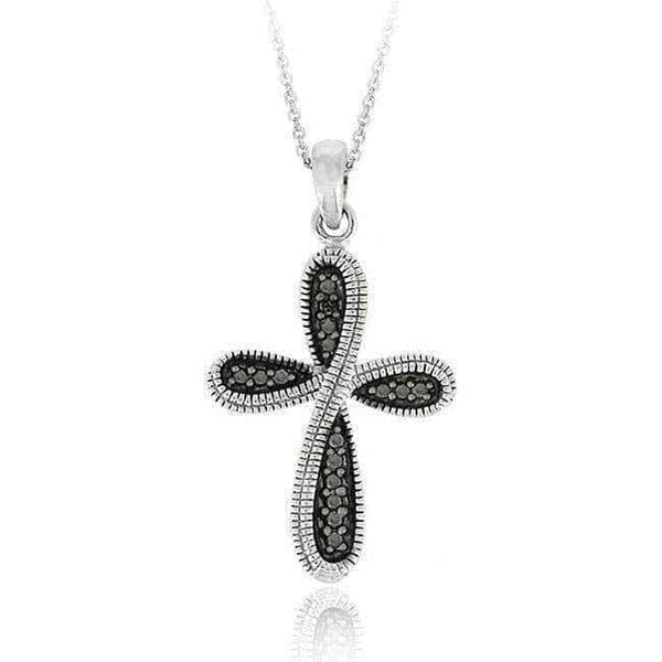 Black diamond cross necklace | pave pattern UK