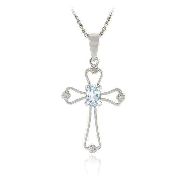 Blue topaz cross necklace UK