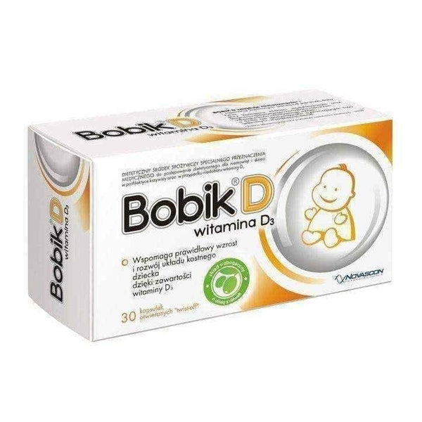 Bobik D vitamin D3 x 30 capsules twist-off, vitamin d deficiency, vitamin d supplement, 1 year+ UK