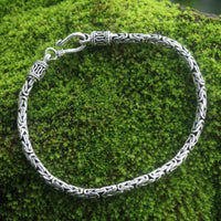 Borobudur Tradition 925 Sterling Silver with Hook Clasp Balinese Byzantine Style Snake Chain 7.3 Inch Bracelet (Indonesia) UK