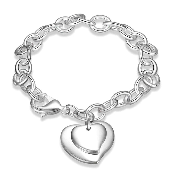 Bracelet clasps - Sterling Silver Duo-Heart Shaped Clasp Bracelet UK