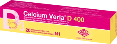 Calcium carbonate, cholecalciferol, vitamin D3, CALCIUM VERLA D 400 effervescent tablets UK