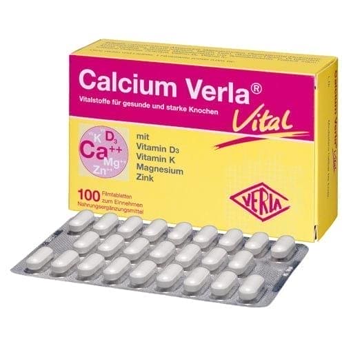 Calcium carbonate, vitamin D, K, magnesium, zinc, CALCIUM VERLA Vital film tablets UK