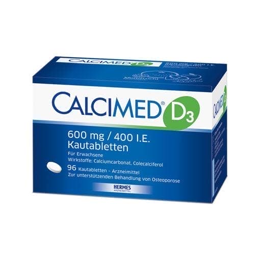 Calcium carbonate, vitamin D3, CALCIMED D3 600 mg, 400 IU chewable tablets UK