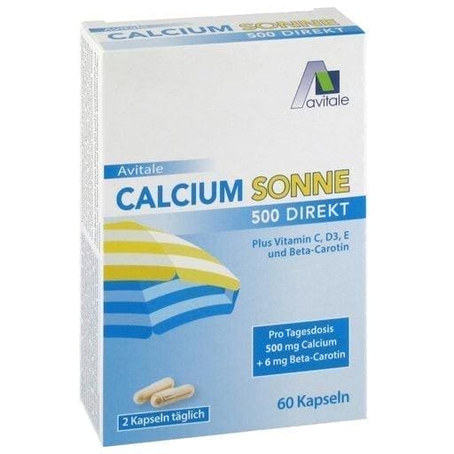 CALCIUM SUN 500, calcium, beta-carotene, vitamins C, D3, E UK