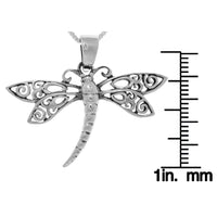 Carolina Glamour Collection Sterling Silver Filigree Wing Dragonfly Pendant on Box Chain Necklace UK