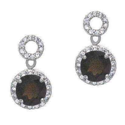 Circle dangle earrings - 18k Smokey Quartz and CZ Circle Dangle Earrings UK