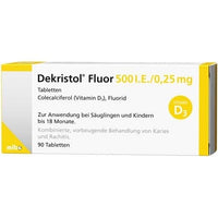 Colecalciferol (vitamin D3) and fluoride, DEKRISTOL Fluor 500 IU tablets UK