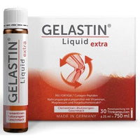 Collagen peptides, rosehip extract, vitamin B1, B12, B6, C, GELASTIN Liquid extra drinking ampoules UK