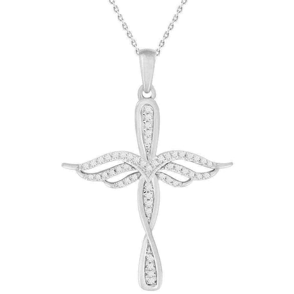 Cross with angel wings necklace UK