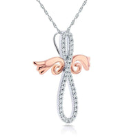 Cross with angel wings necklace UK