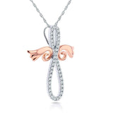 Cross with angel wings necklace UK