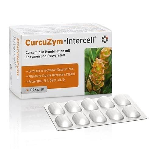CURCUZYM-Intercell bromelain, papain, resveratrol capsules 100 pc UK