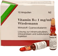 Cyanocobalamin, VITAMIN B12 WIEDEMANN 1 mg,ml injection solution ampoules UK