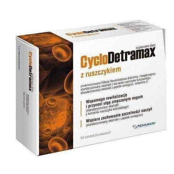 CYCLODETRAMAX of ruszczykiem x 60 tablets, diosmin, varicose veins treatment, aching legs, fatigue UK
