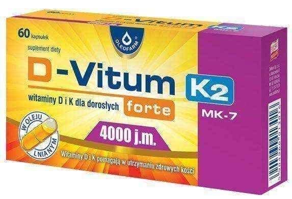 D-Vitum forte 4000 IU K2 x 60 capsules, vitamin k2 mk7 UK