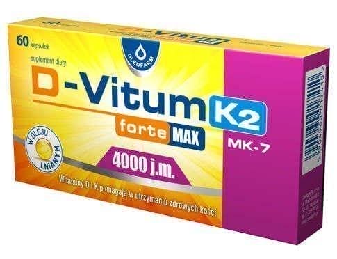 D-Vitum Forte Max 4000 IU K2 x 60 capsules UK