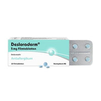 DESLORADERM 5 mg film-coated tablets, allergic rhinitis and urticaria UK