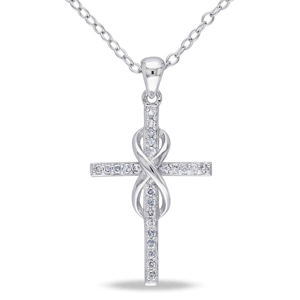 Diamond infinity cross necklace UK