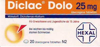 Diclofenac potassium, DICLAC Dolo 25 mg coated tablets UK