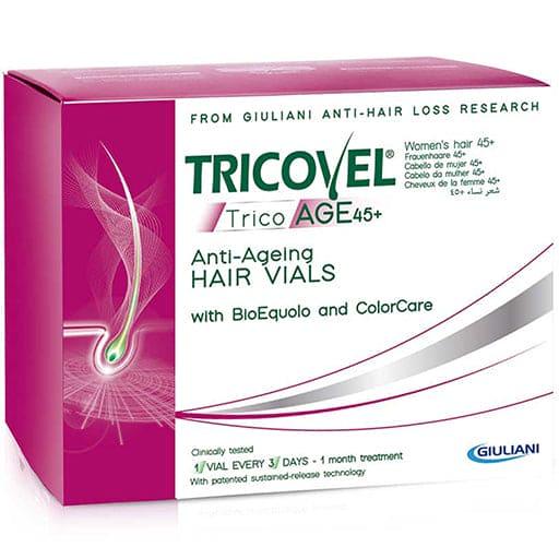 Diffuse hair loss female, TRICOVEL Trico Age 45+ ampoules UK