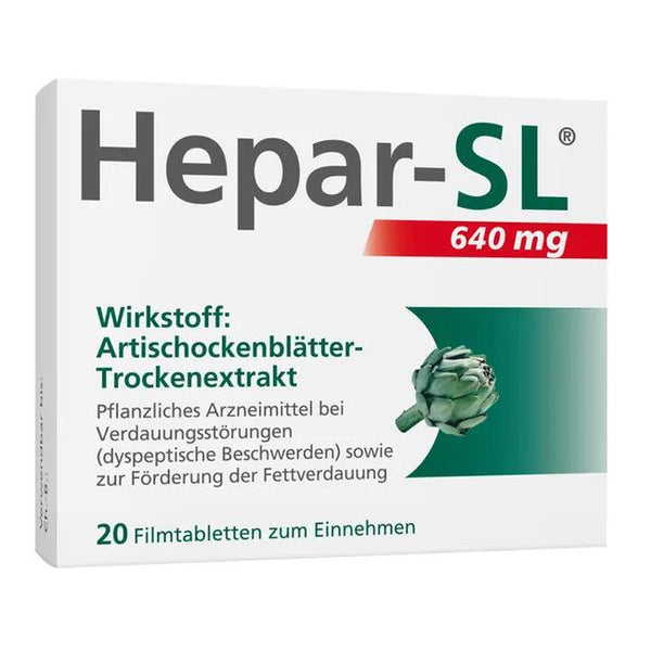 Digestive disorders, dyspeptic, HEPAR-SL 640 mg film-coated tablets UK