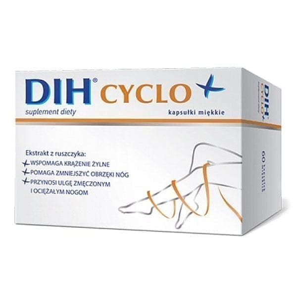 DIH Cyclo x 30 capsules, butcher's broom, diosmin, soybean oil, aching legs UK
