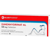 DIMENHYDRINATE AL, motion sickness, dizziness, nausea, vomiting UK