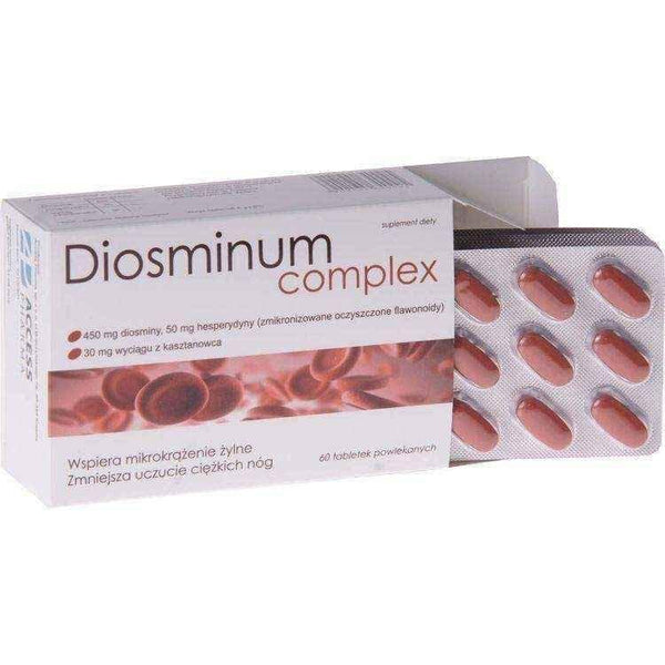 DIOSMINUM COMPLEX 0.5 g x 60 tablets, edema legs, leg swelling, swelling in legs, edema treatment UK