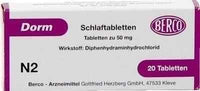 Diphenhydramine hydrochloride, Problems falling asleep, difficulty staying asleep, DORM UK