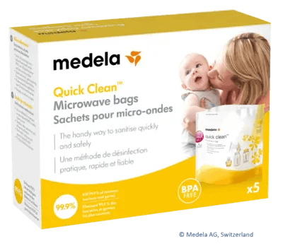 disinfecting breastfeeding accessories, breast shields, teats, MEDELA Quick Clean bags UK