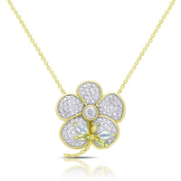 Dolce Giavonna Gold Over Silver Gemstone and Diamond Accent Dragonfly on a Flower Necklace UK