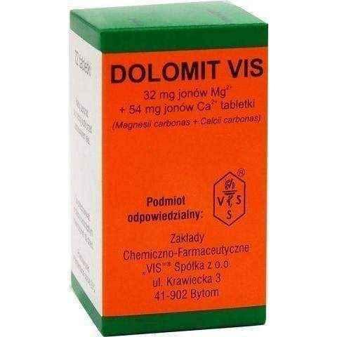 DOLOMIT VIS 0.25 x 72 tablets, calcium and magnesium UK