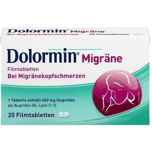 DOLORMIN migraine film-coated tablets 20 pc for migraine attacks UK