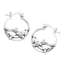 Dolphin earrings - Sterling Silver Double Dolphin Hoop Earrings UK