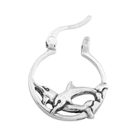 Dolphin earrings - Sterling Silver Double Dolphin Hoop Earrings UK