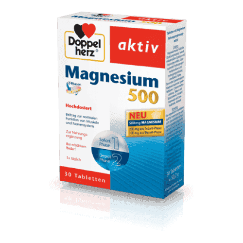 DOPELHERZ ACTIVE MAGNESIUM 500mg. 30 DEPO tablets UK